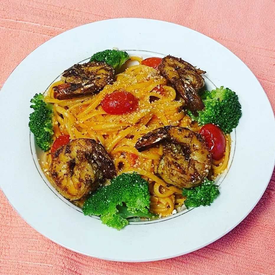 Scampi Pasta with Blackened Shrimp